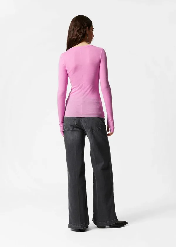 and Other Stories Sheer Wool Top Pink Women Tops and Tshirts