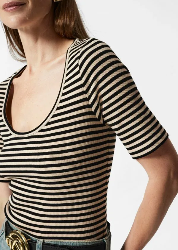 and Other Stories ShortSleeve Cotton TShirt Black Women Tops and Tshirts