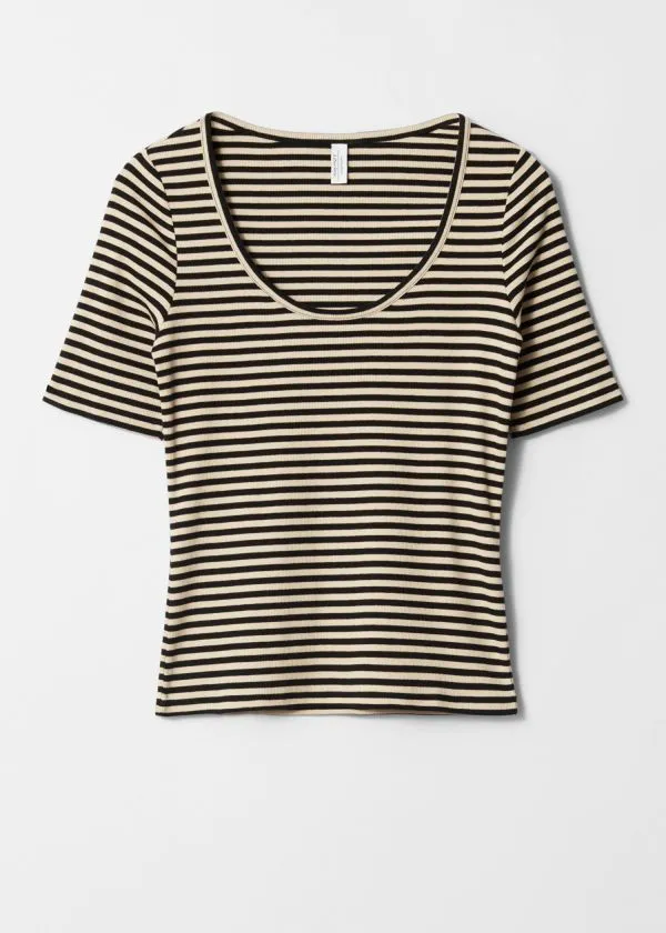 and Other Stories ShortSleeve Cotton TShirt Black Women Tops and Tshirts