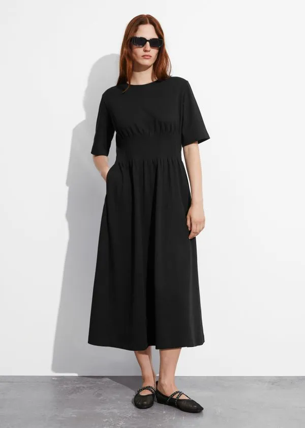 and Other Stories ShortSleeve Midi Dress Black Women Dresses