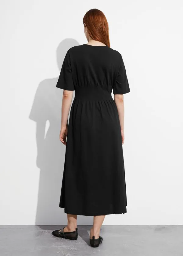 and Other Stories ShortSleeve Midi Dress Black Women Dresses
