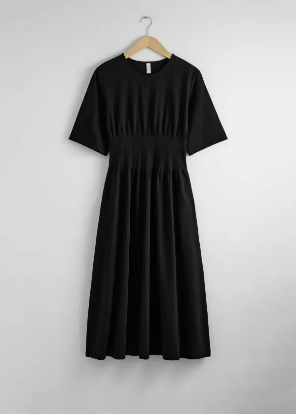 and Other Stories ShortSleeve Midi Dress Black Women Dresses