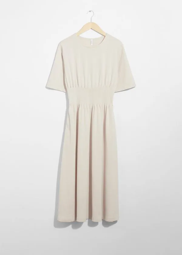 and Other Stories ShortSleeve Midi Dress Cream Women Dresses