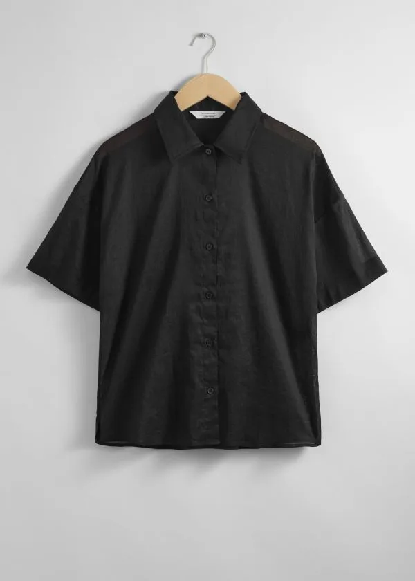 and Other Stories ShortSleeve Shirt Black Women Blouses and Shirts