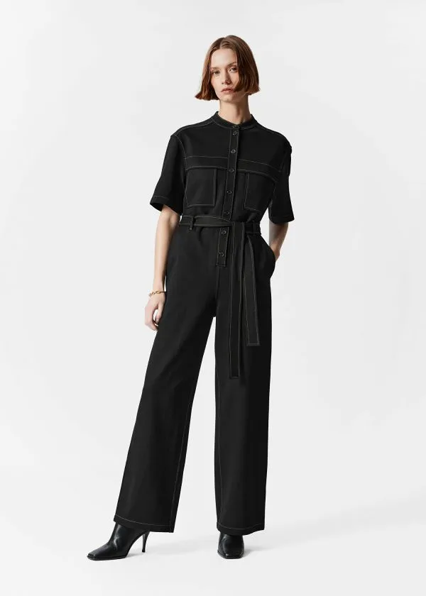and Other Stories ShortSleeve Utility Jumpsuit Black Women Trousers
