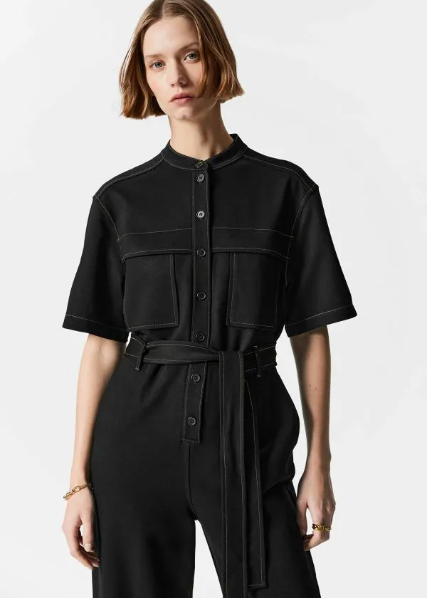 and Other Stories ShortSleeve Utility Jumpsuit Black Women Trousers