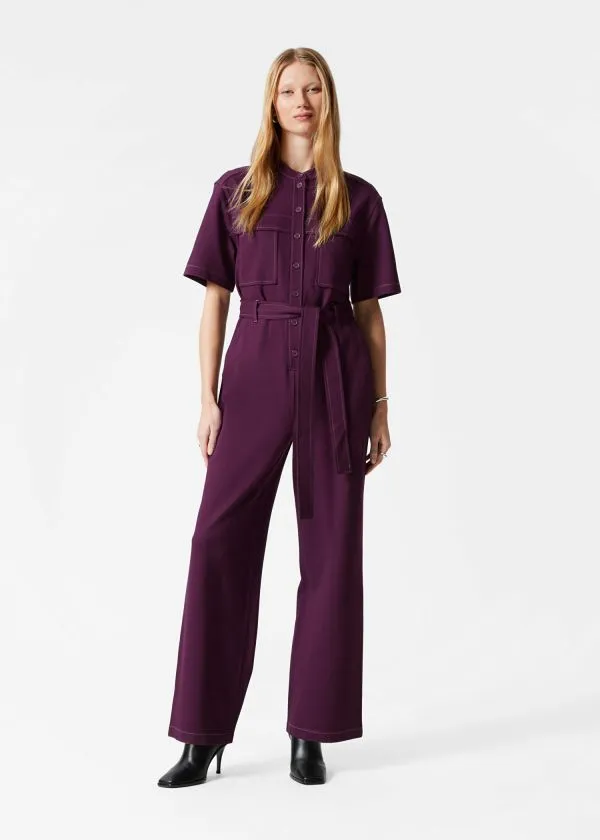 and Other Stories ShortSleeve Utility Jumpsuit Purple Women Trousers
