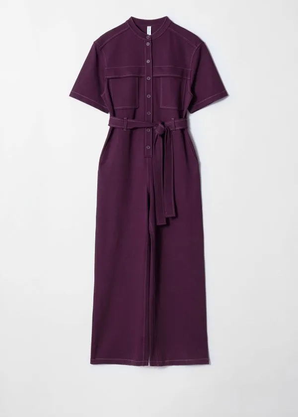and Other Stories ShortSleeve Utility Jumpsuit Purple Women Trousers