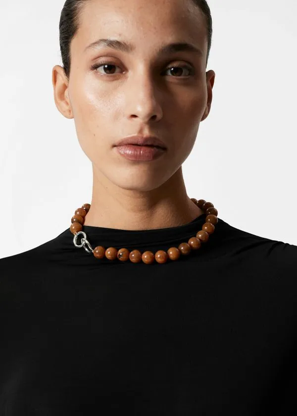 and Other Stories Short Stone Bead Necklace Amber Women Necklaces