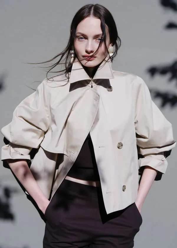 and Other Stories Short Trench Coat Jacket Beige Women Jackets and Coats