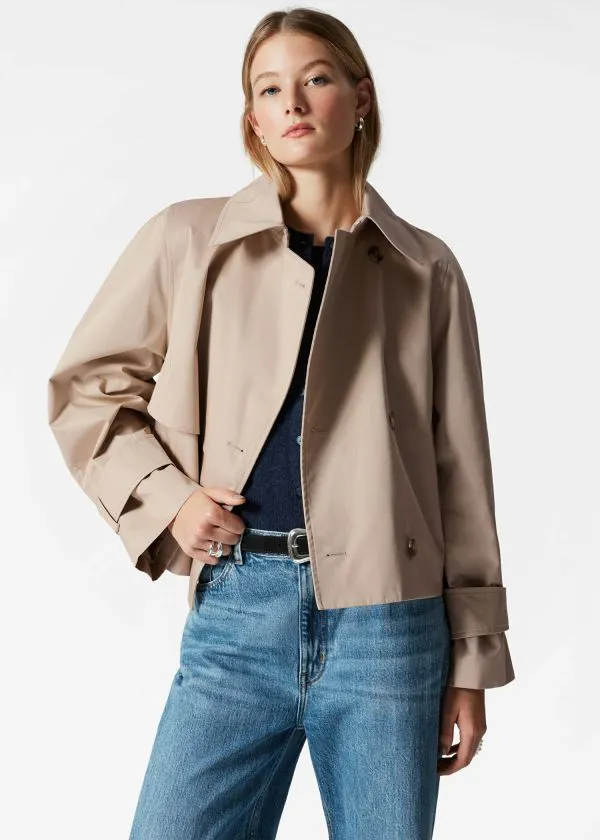 and Other Stories Short Trench Coat Jacket Beige Women Jackets and Coats