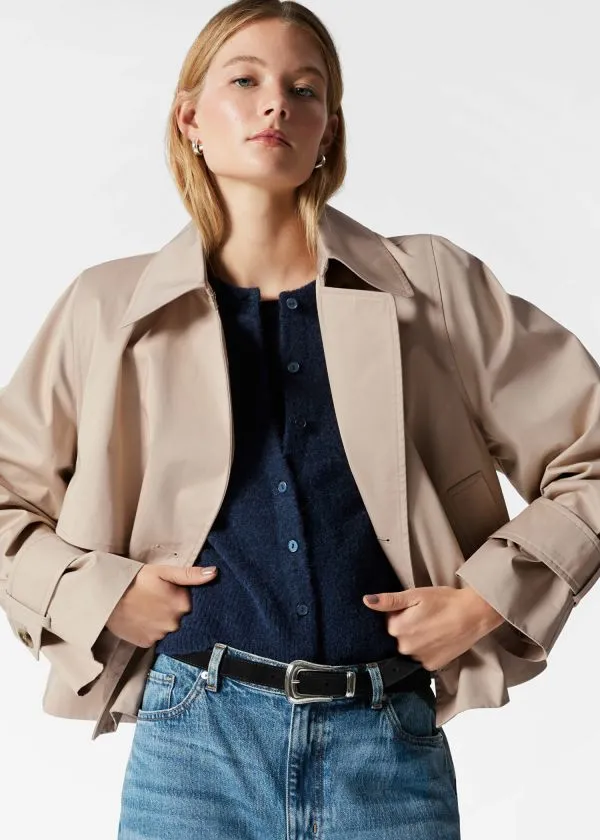 and Other Stories Short Trench Coat Jacket Beige Women Jackets and Coats