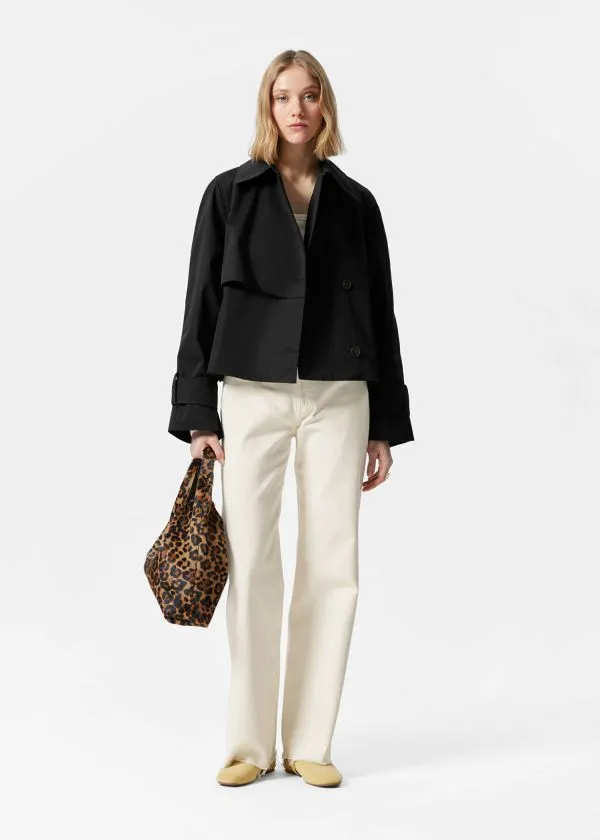 and Other Stories Short Trench Coat Jacket Black Women Jackets and Coats