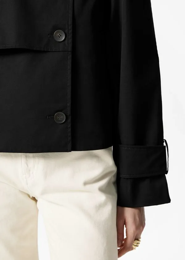 and Other Stories Short Trench Coat Jacket Black Women Jackets and Coats