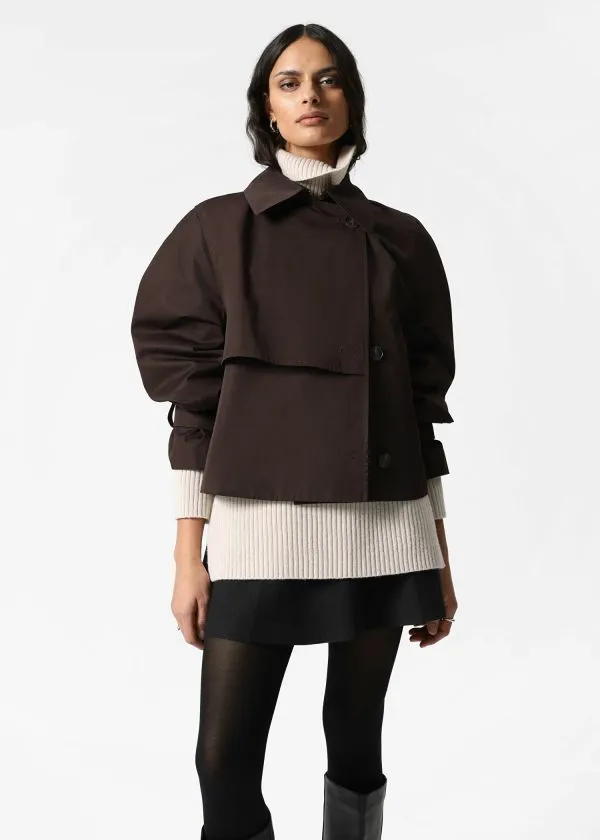 and Other Stories Short Trench Coat Jacket Dark Brown Women Jackets and Coats