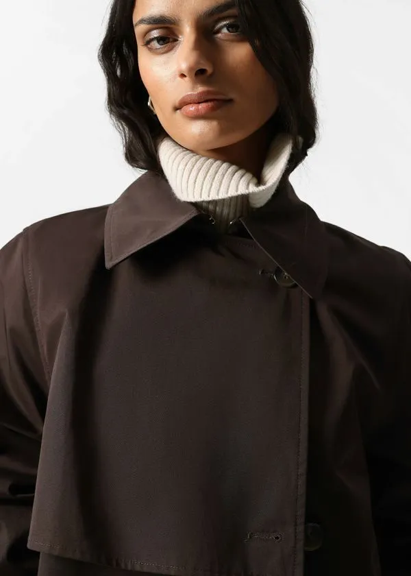 and Other Stories Short Trench Coat Jacket Dark Brown Women Jackets and Coats