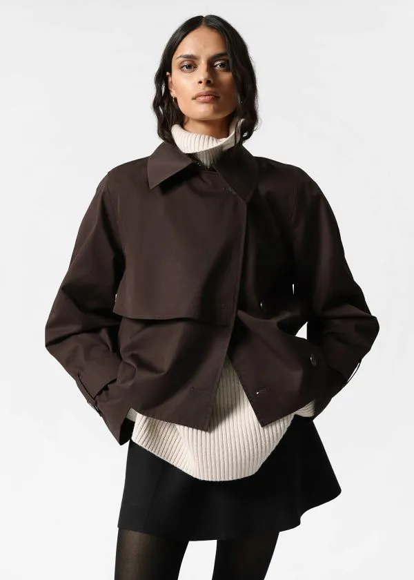 and Other Stories Short Trench Coat Jacket Dark Brown Women Jackets and Coats