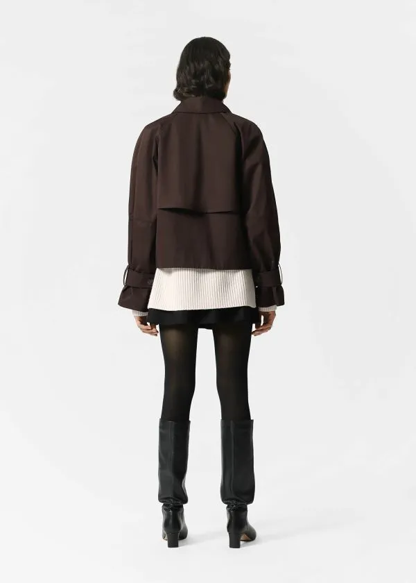 and Other Stories Short Trench Coat Jacket Dark Brown Women Jackets and Coats