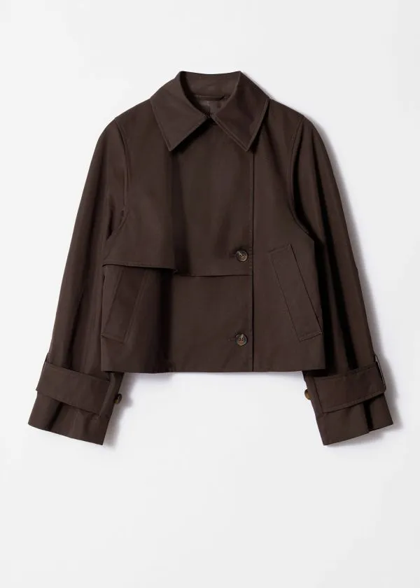 and Other Stories Short Trench Coat Jacket Dark Brown Women Jackets and Coats