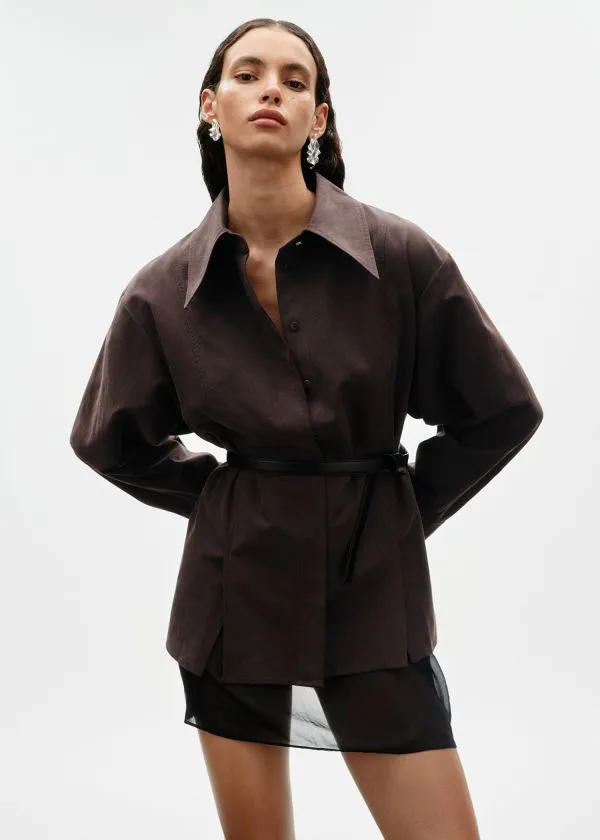 and Other Stories SilkBlend Shirt Brown Women Blouses and Shirts