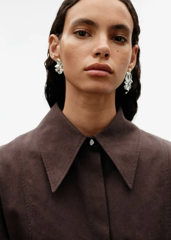 and Other Stories SilkBlend Shirt Brown Women Blouses and Shirts