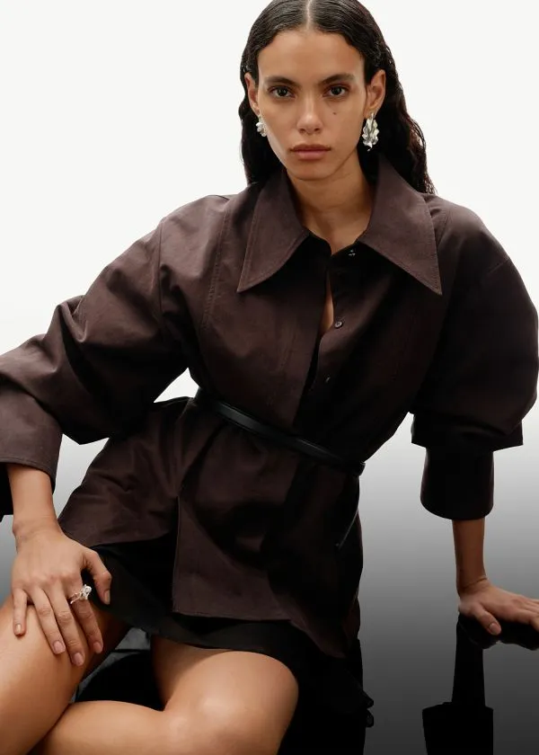 and Other Stories SilkBlend Shirt Brown Women Blouses and Shirts