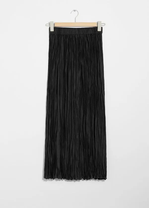 and Other Stories Silk Midi Skirt Black Women Skirts