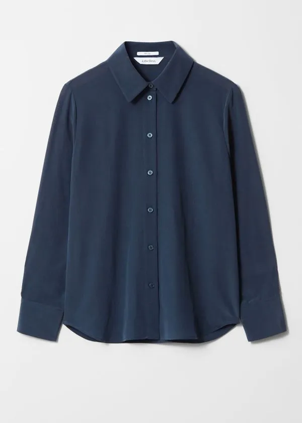 and Other Stories Silk Shirt Dark Blue Women Blouses and Shirts
