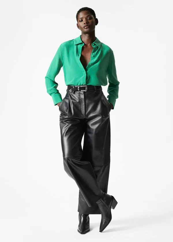 and Other Stories Silk Shirt Green Women Blouses and Shirts