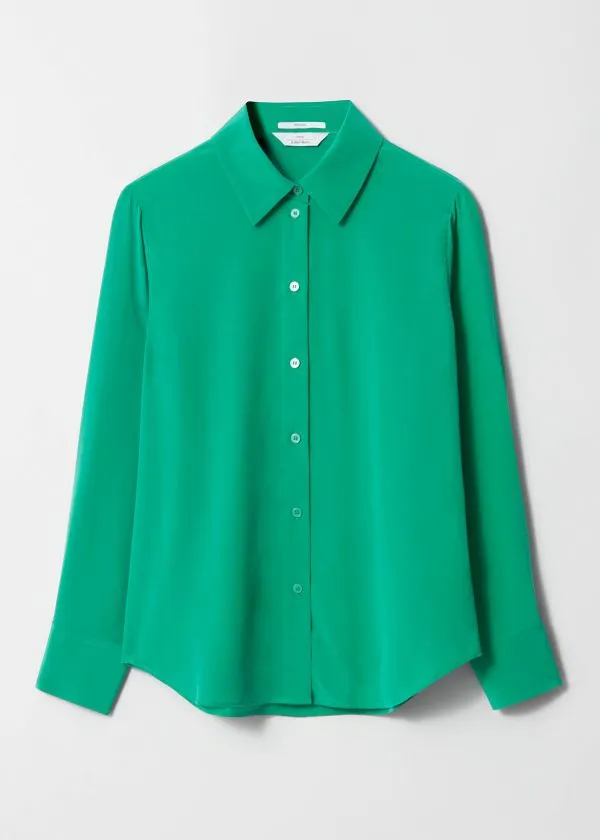 and Other Stories Silk Shirt Green Women Blouses and Shirts