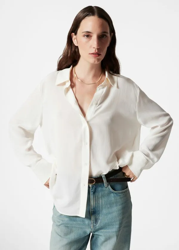 and Other Stories Silk Shirt Ivory Women Blouses and Shirts