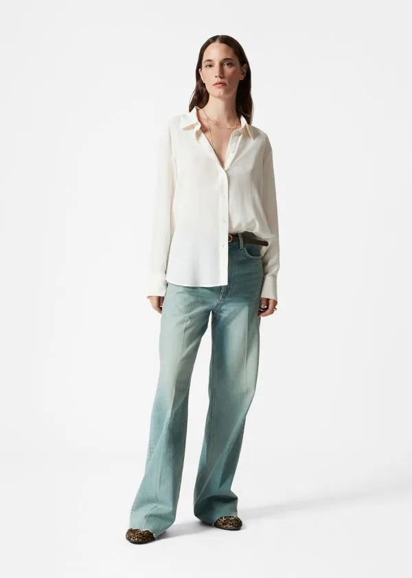 and Other Stories Silk Shirt Ivory Women Blouses and Shirts