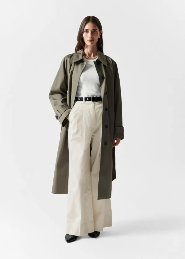 and Other Stories SingleBreasted Trench Coat Khaki Women Jackets and Coats