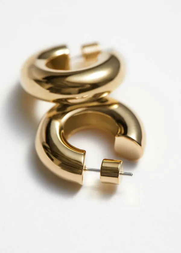 and Other Stories Sleek Hoop Earrings Gold Women Earrings