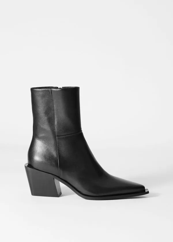 and Other Stories Sleek Leather Cowboy Boots Black Women Boots