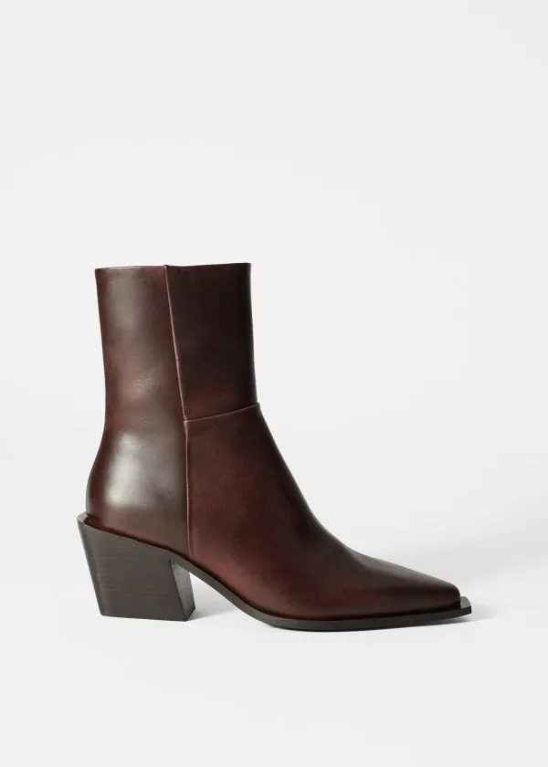 and Other Stories Sleek Leather Cowboy Boots Brown Women Boots