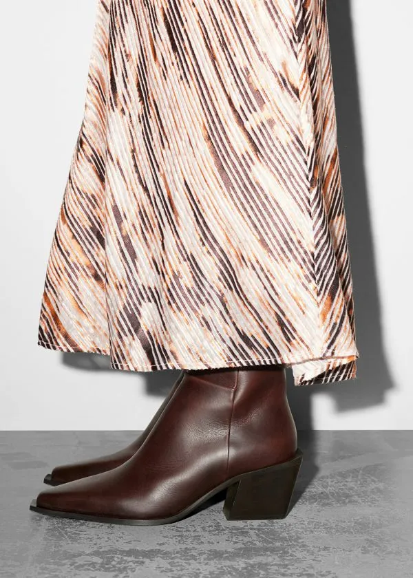 and Other Stories Sleek Leather Cowboy Boots Brown Women Boots
