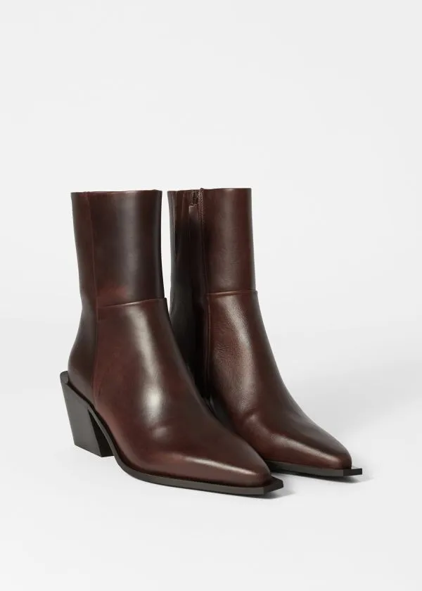 and Other Stories Sleek Leather Cowboy Boots Brown Women Boots