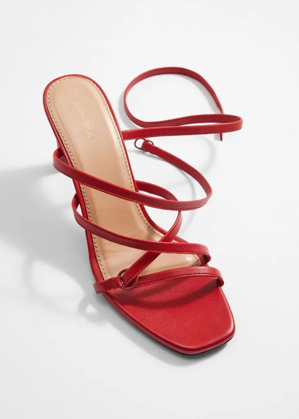 and Other Stories Sleek Leather Sandals Ruby Red Women Sandals