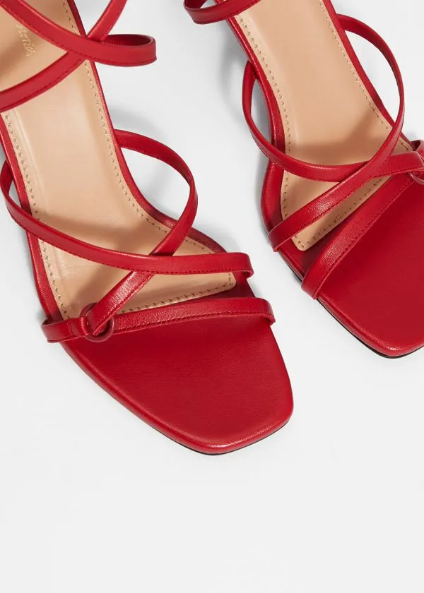 and Other Stories Sleek Leather Sandals Ruby Red Women Sandals