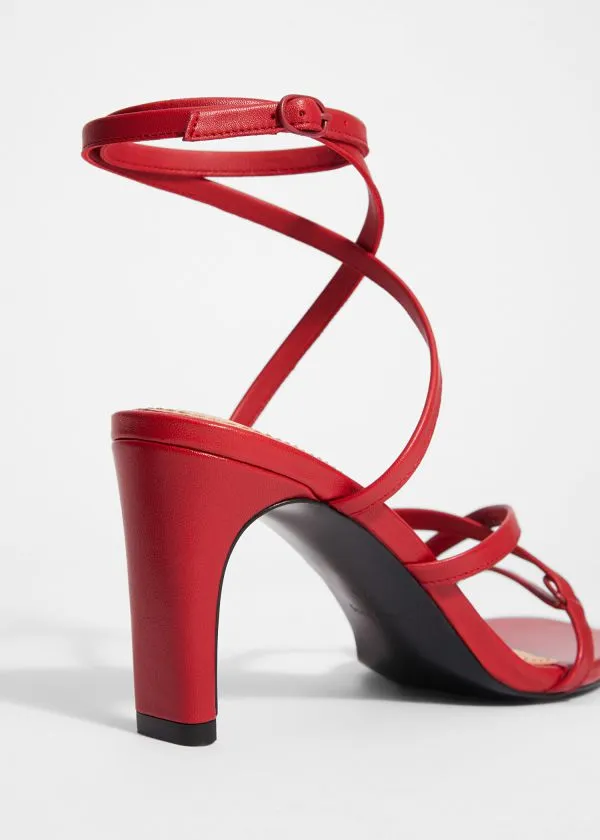 and Other Stories Sleek Leather Sandals Ruby Red Women Sandals