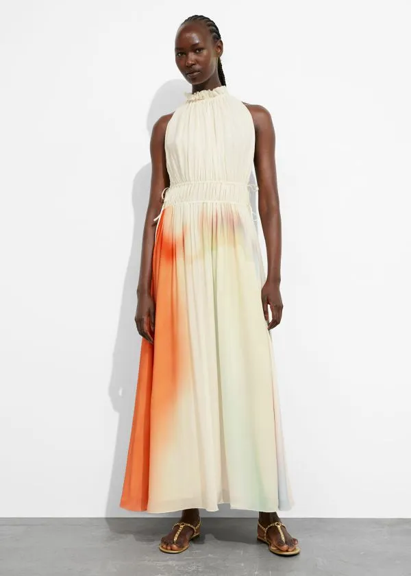 and Other Stories Sleeveless Maxi Dress Creamandorangeandlilac Women Dresses
