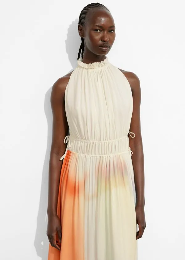 and Other Stories Sleeveless Maxi Dress Creamandorangeandlilac Women Dresses