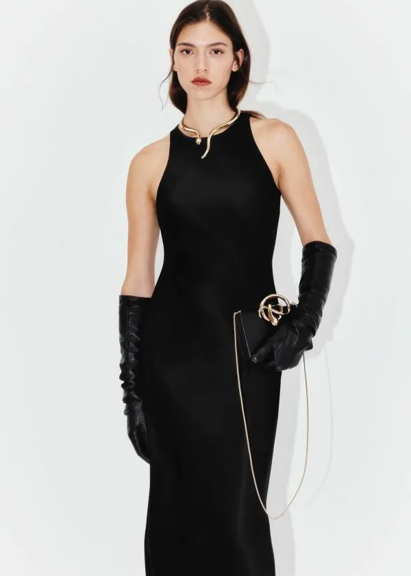 and Other Stories Sleeveless Satin Midi Dress Black Women Dresses