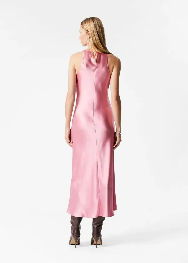 and Other Stories Sleeveless Satin Midi Dress Pink Women Dresses