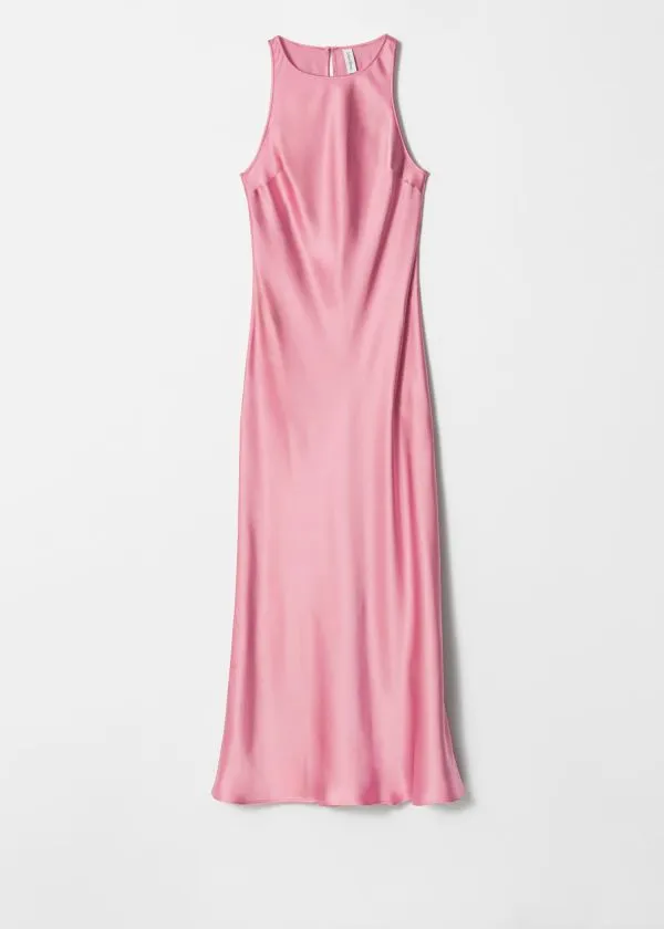 and Other Stories Sleeveless Satin Midi Dress Pink Women Dresses