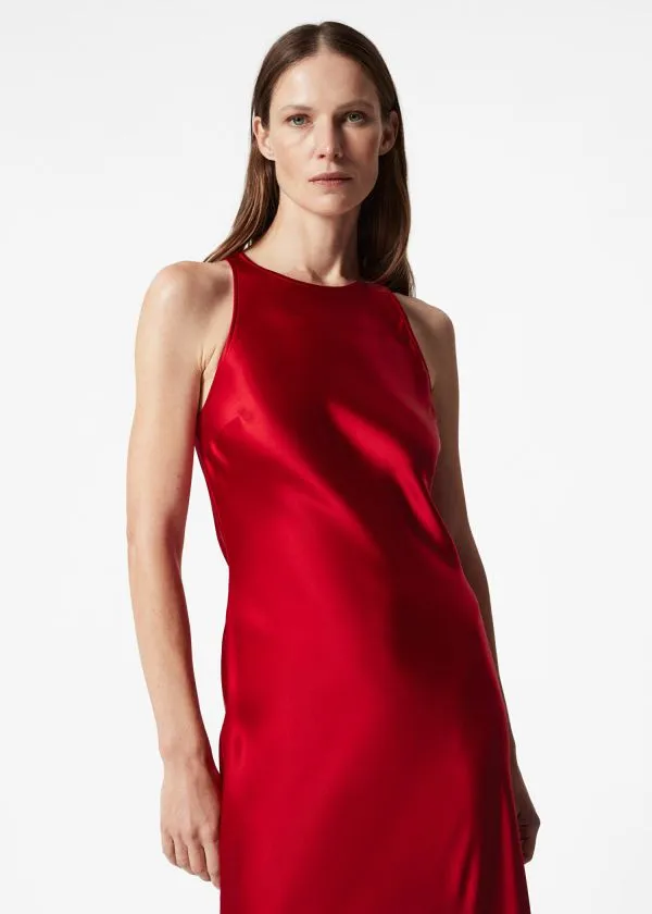 and Other Stories Sleeveless Satin Midi Dress Red Women Dresses