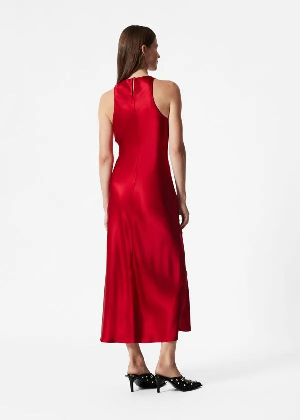 and Other Stories Sleeveless Satin Midi Dress Red Women Dresses
