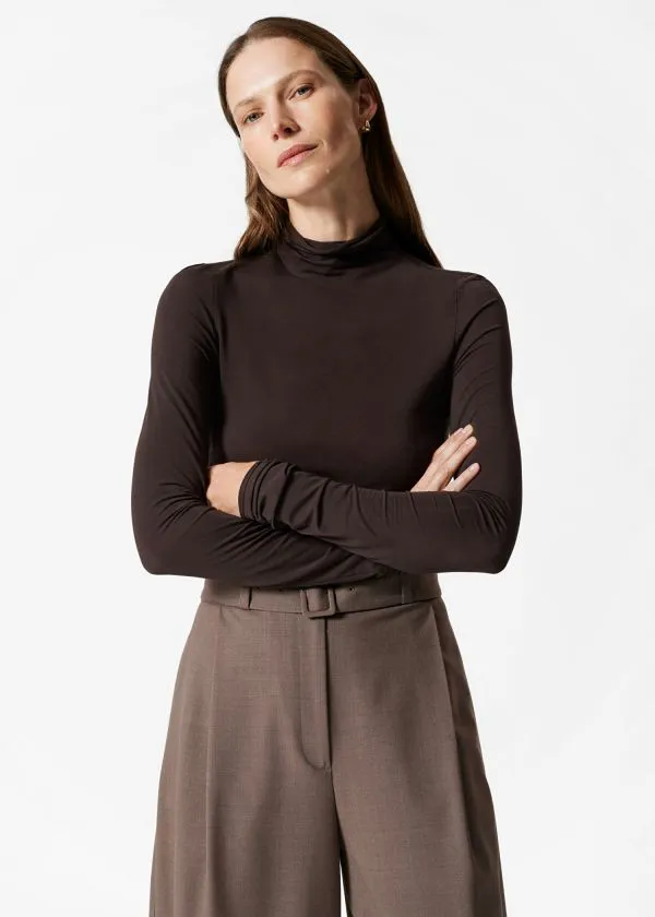 and Other Stories SlimFit Turtleneck Top Brown Women Tops and Tshirts