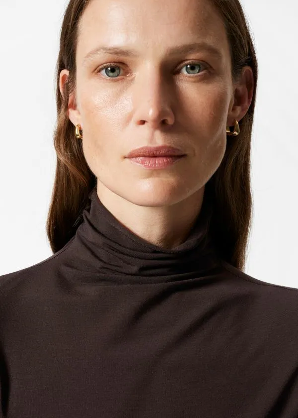 and Other Stories SlimFit Turtleneck Top Brown Women Tops and Tshirts